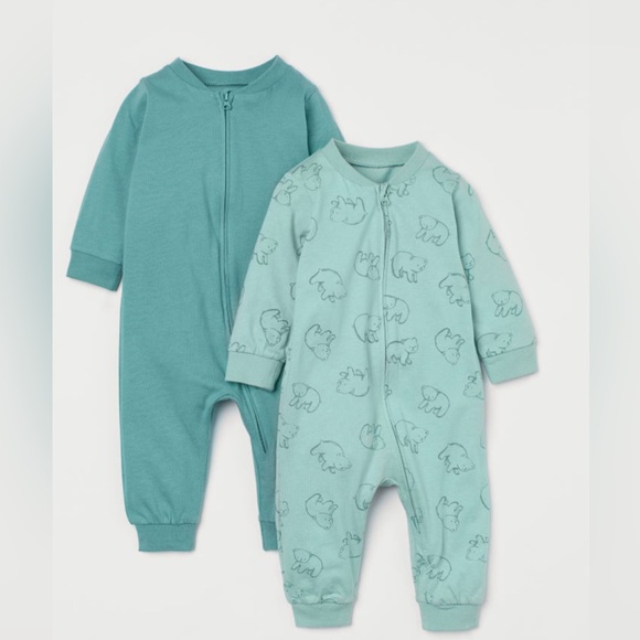 H&M Kids. 2 zippered, footless onesies, size 3 months. - Picture 1 of 2